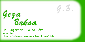 geza baksa business card